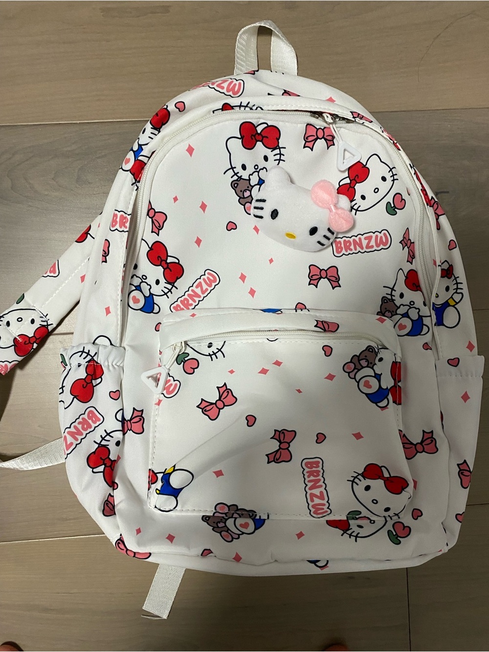 Hello Kitty White Backpack with Pink and Red Accents